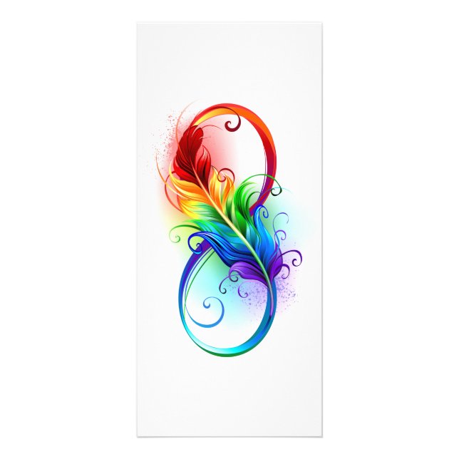 Infinity Symbol with Rainbow Feather Rack Card (Front)