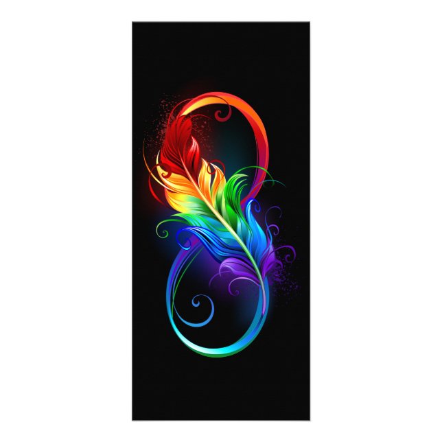 Infinity Symbol with Rainbow Feather Rack Card (Front)