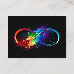 Infinity Symbol with Rainbow Feather Referral Card