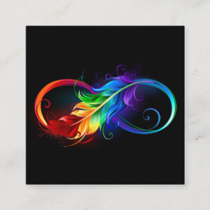 Infinity Symbol with Rainbow Feather Referral Card