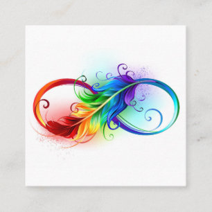 Infinity Symbol with Rainbow Feather Referral Card