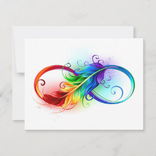 Infinity Symbol with Rainbow Feather RSVP Card