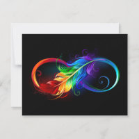 Infinity Symbol with Rainbow Feather