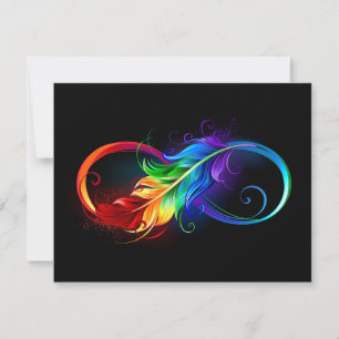 Infinity Symbol with Rainbow Feather RSVP Card