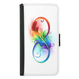 Infinity Symbol with Rainbow Feather Samsung Galaxy S5 Wallet Case