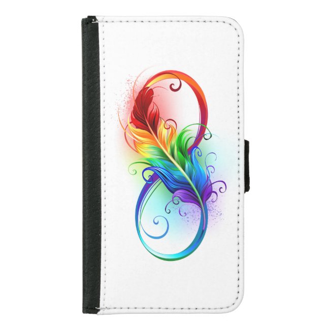 Infinity Symbol with Rainbow Feather Samsung Galaxy Wallet Case (Front)