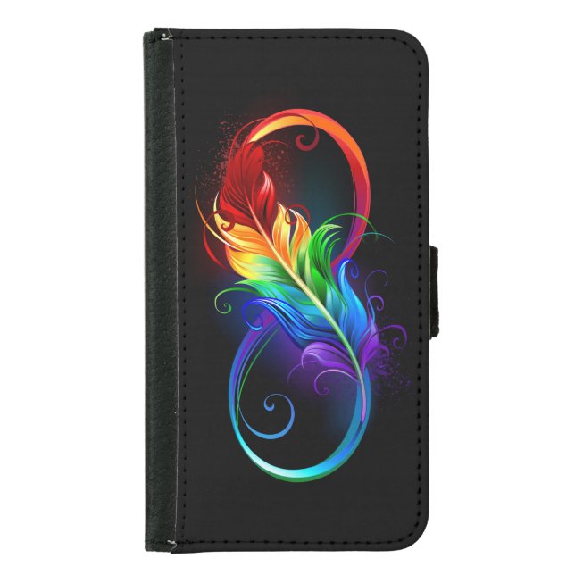 Infinity Symbol with Rainbow Feather Samsung Galaxy Wallet Case (Front)