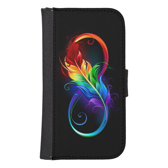 Infinity Symbol with Rainbow Feather Samsung Galaxy Wallet Case (Front)