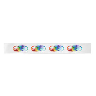 Infinity Symbol with Rainbow Feather Satin Ribbon