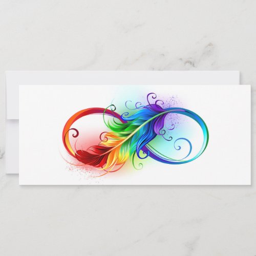 Infinity Symbol with Rainbow Feather Save The Date