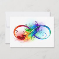 Infinity Symbol with Rainbow Feather