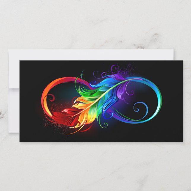 Infinity Symbol with Rainbow Feather Save The Date (Front)