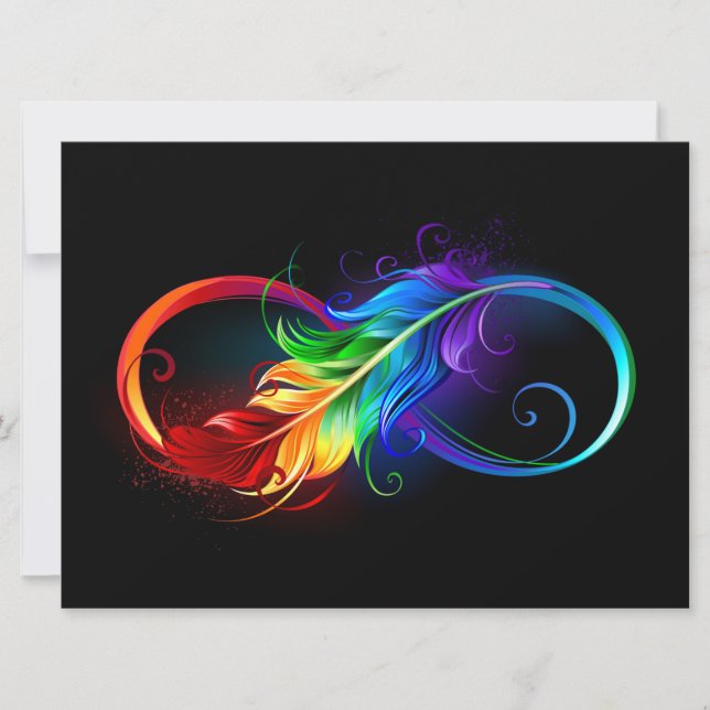 Infinity Symbol with Rainbow Feather Save The Date (Front)
