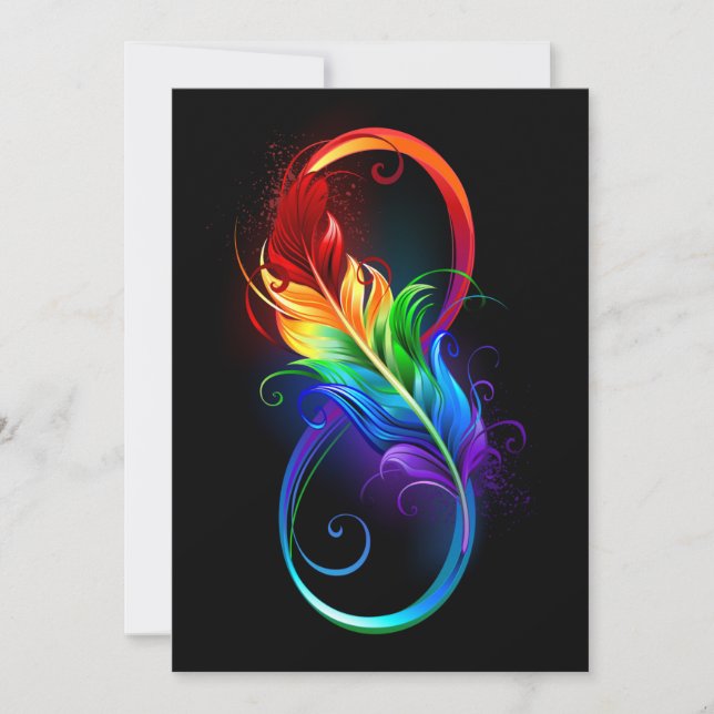 Infinity Symbol with Rainbow Feather Save The Date (Front)