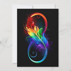 Infinity Symbol with Rainbow Feather Save The Date