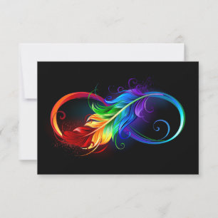 Infinity Symbol with Rainbow Feather Save The Date