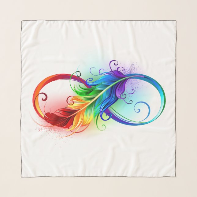Infinity Symbol with Rainbow Feather Scarf (Front (Horizontal))