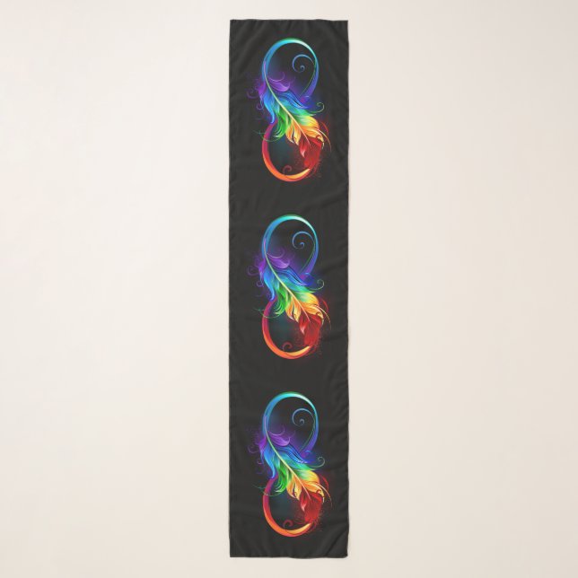 Infinity Symbol with Rainbow Feather Scarf (Front)