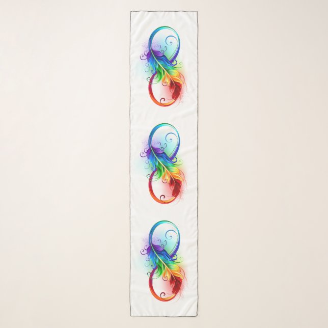 Infinity Symbol with Rainbow Feather Scarf (Front)