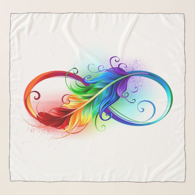 Infinity Symbol with Rainbow Feather Scarf (Front (Horizontal))