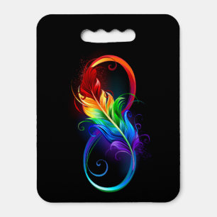 Infinity Symbol with Rainbow Feather Seat Cushion