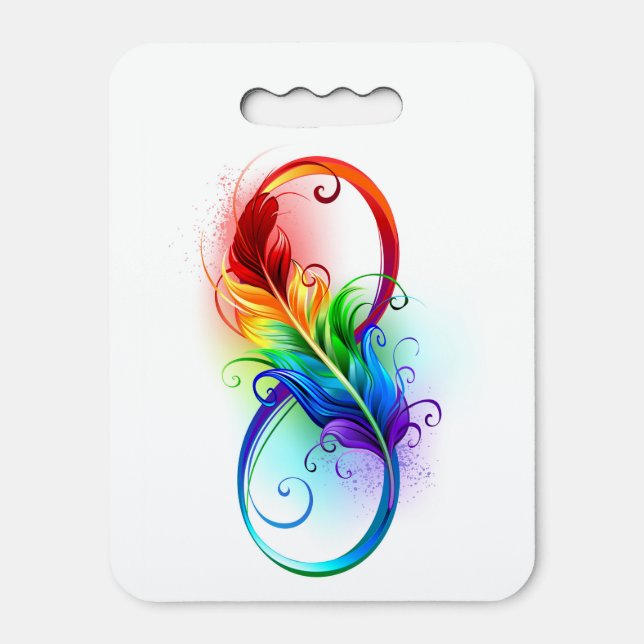 Infinity Symbol with Rainbow Feather Seat Cushion (Front Vertical)