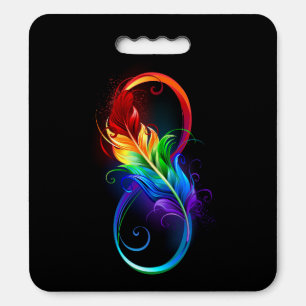 Infinity Symbol with Rainbow Feather Seat Cushion
