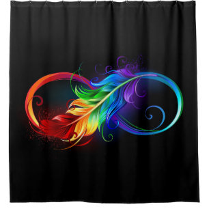 Infinity Symbol with Rainbow Feather Shower Curtain