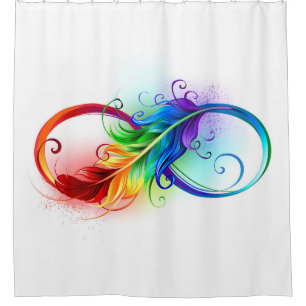 Infinity Symbol with Rainbow Feather Shower Curtain
