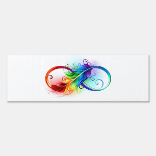 Infinity Symbol with Rainbow Feather Sign