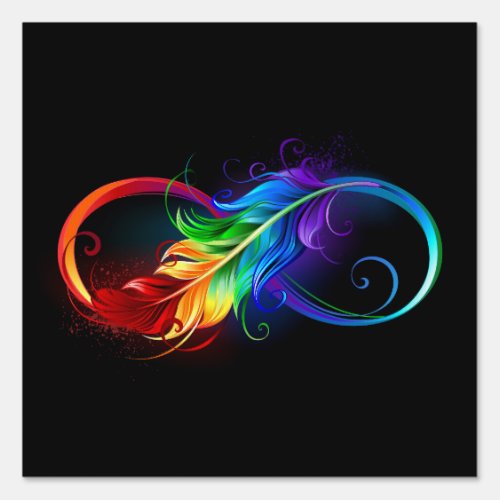 Infinity Symbol with Rainbow Feather Sign