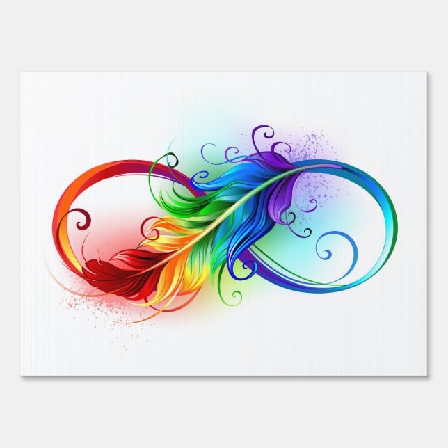 Infinity Symbol with Rainbow Feather Sign (Front)