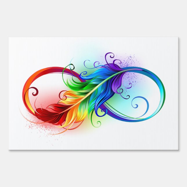 Infinity Symbol with Rainbow Feather Sign (Front)