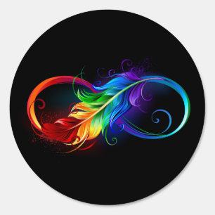Infinity Symbol with Rainbow Feather Sign
