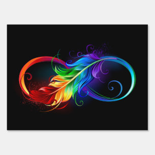 Infinity Symbol with Rainbow Feather Sign