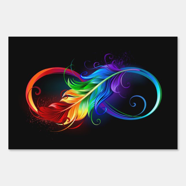 Infinity Symbol with Rainbow Feather Sign (Front)