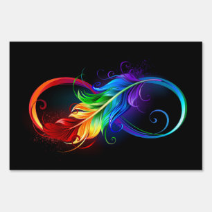 Infinity Symbol with Rainbow Feather Sign