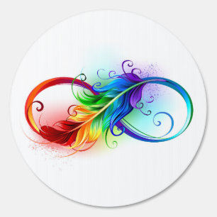 Infinity Symbol with Rainbow Feather Sign
