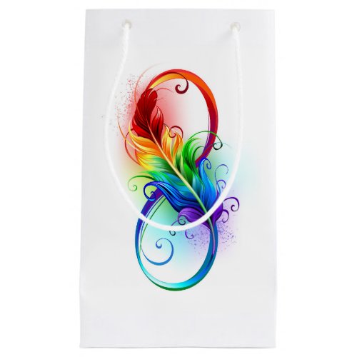 Infinity Symbol with Rainbow Feather Small Gift Bag