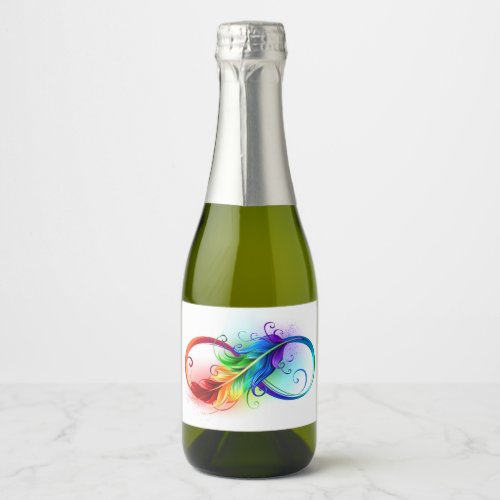 Infinity Symbol with Rainbow Feather Sparkling Wine Label