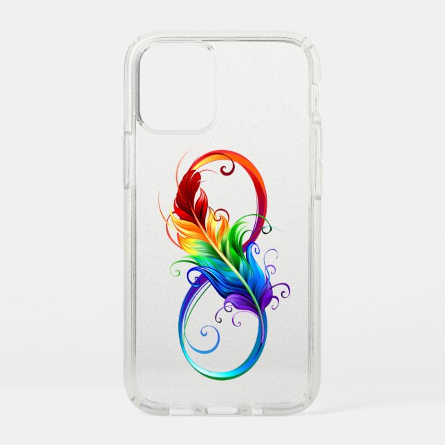 Infinity Symbol with Rainbow Feather Speck iPhone 12 Mini Case (Front)