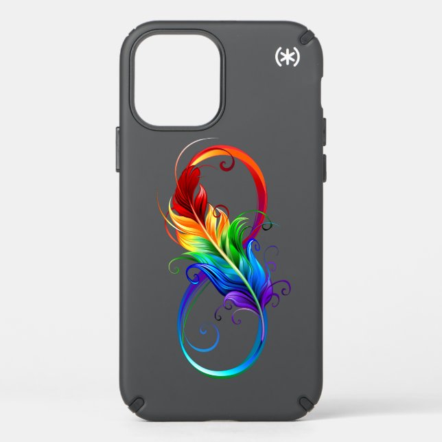Infinity Symbol with Rainbow Feather Speck iPhone 12 Pro Case (Front)
