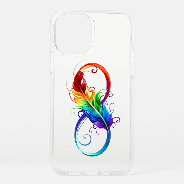 Infinity Symbol with Rainbow Feather Speck iPhone 12 Pro Case (Front)