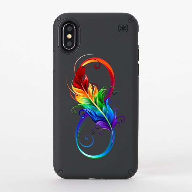 Infinity Symbol with Rainbow Feather Speck iPhone X Case (Front)