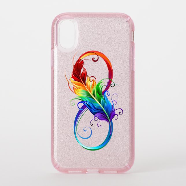 Infinity Symbol with Rainbow Feather Speck iPhone XR Case (Front)