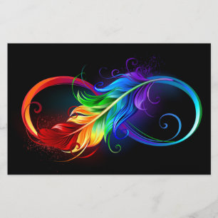 Infinity Symbol with Rainbow Feather Stationery