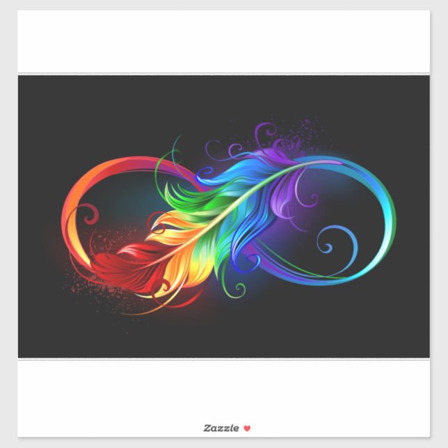 Infinity Symbol with Rainbow Feather Sticker (Sheet)