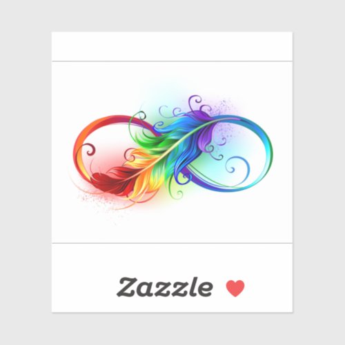 Infinity Symbol with Rainbow Feather Sticker