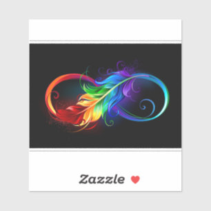 Infinity Symbol with Rainbow Feather Sticker