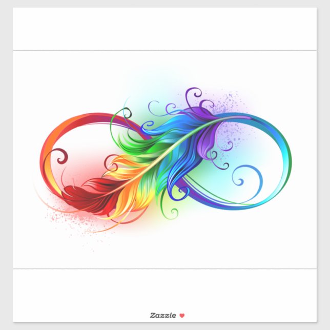 Infinity Symbol with Rainbow Feather Sticker (Sheet)
